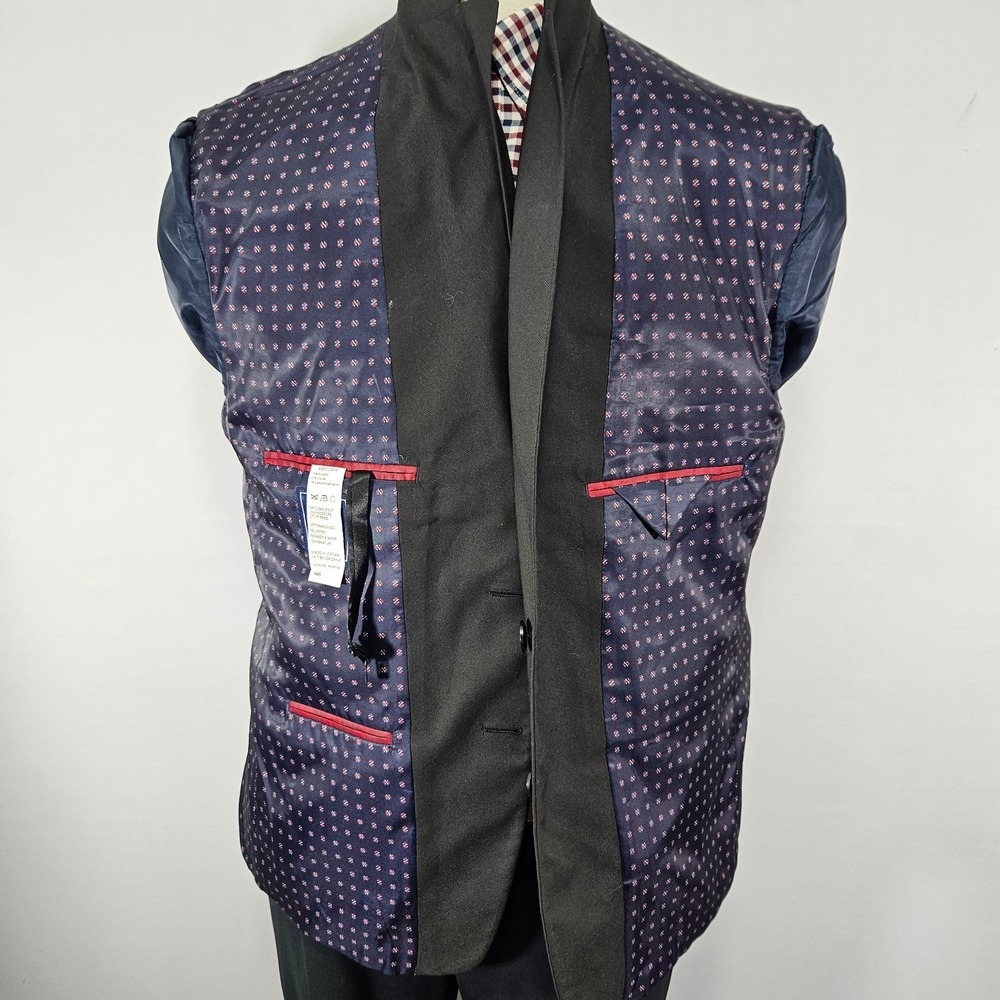 Izod Men's Sport Coat Blazer Two Button Solid Black Polyester Blend Size 44S - Picture 11 of 13